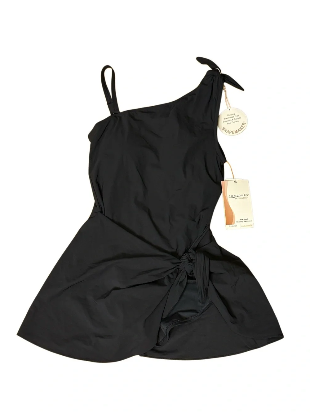 Coco Reef Rosaline One-Shoulder Tummy-Control Sarong Swim Dress NWT - Picture 3 of 10